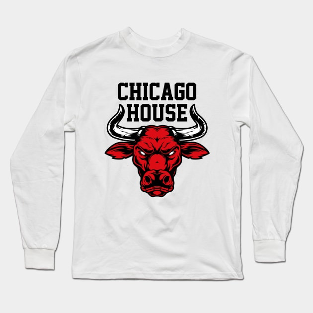 Chicago House Music Design Bulls Long Sleeve T-Shirt by Acid_rain